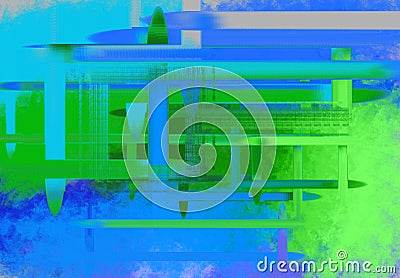 Square Grid Motive in Blue Green Stock Photo