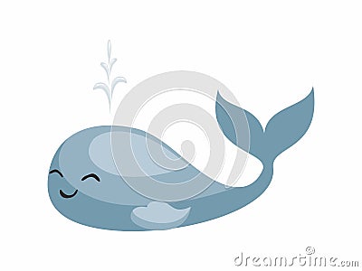 Cute whale cub Vector Illustration