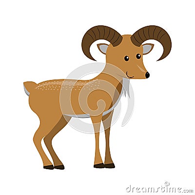 image of a cute urial isolated on white background Vector Illustration