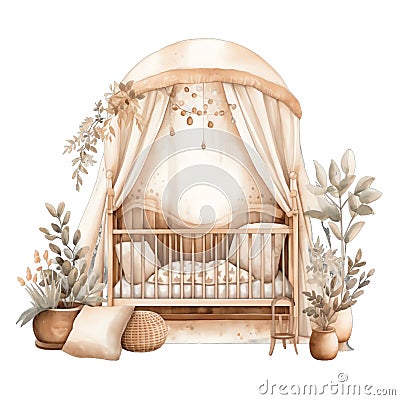 Cute watercolor baby bedroom illustration illustration Cartoon Illustration