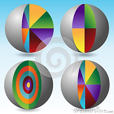 Layered Globe Dissection Chart Vector Illustration