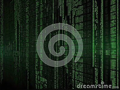 Digital Numeric Matrix with Cascading Numbers for Futuristic Website Background Stock Photo