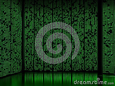 Digital Numeric Matrix with Cascading Numbers for Futuristic Website Background Stock Photo