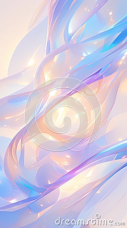 Ethereal holographic ribbons floating in a pastel sky. AI generated Stock Photo