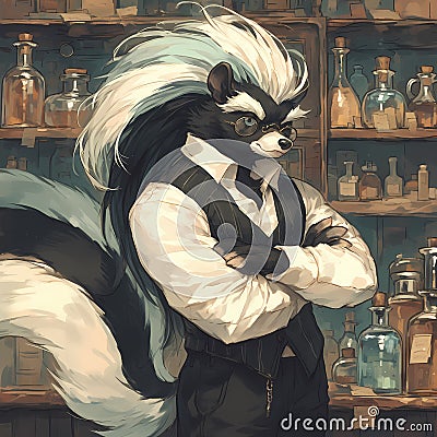 Fashionable Furry - Artful Animal in Glamour Cartoon Illustration