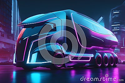 an astonishing futuristic scene of a truck created by Ai Stock Photo