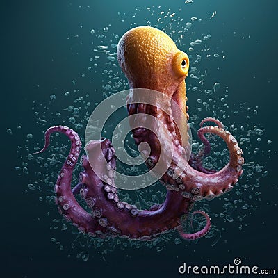 Letter J using typography style of realistic octopus Stock Photo