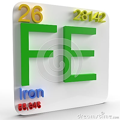 3d iron card of the periodic table of elements Stock Photo