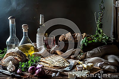 Passover seder matzah celebration greeting card Stock Photo