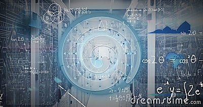 The image depicts a global network of computer servers processing data Stock Photo