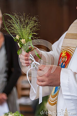 Clerical Benediction with Floral Sprig Stock Photo