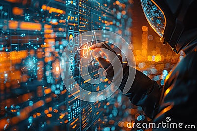Virtual Screen AI Data Analysis and Visualization for Big Data Technology and Data Science Stock Photo