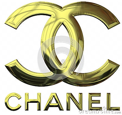 Chanel brand logo background with gold metal effect Editorial Stock Photo