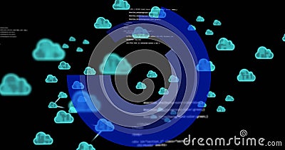 Image of digital clouds over data processing Stock Photo