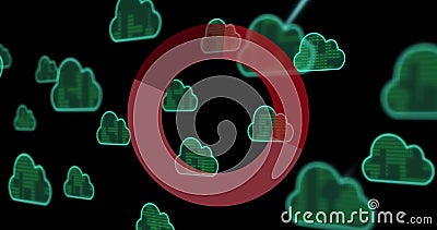 Image of digital clouds over data processing Stock Photo