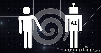 Image of digital data processing and connections with ai chatbot icons and text Stock Photo