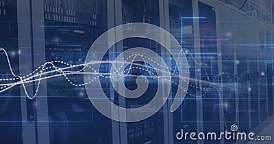 Image of digital data processing over computer servers Stock Photo