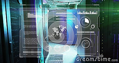 Image of digital data processing over computer servers Stock Photo
