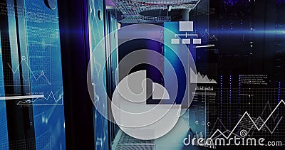 Image of digital data processing over computer servers Stock Photo