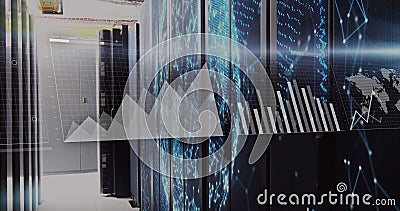 Image of digital data processing over computer servers Stock Photo