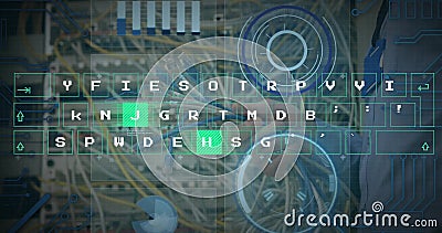 Image of digital data processing over computer servers Stock Photo