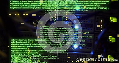 Image of digital data processing over computer servers Stock Photo