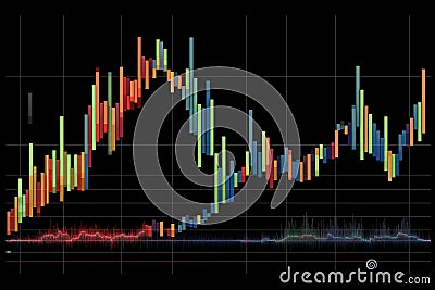 Image displaying candlestick chart illustrating price movements. Generative AI Stock Photo