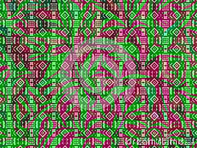 The image displays an intricate, colorful abstract pattern with repeating geometric shapes Stock Photo