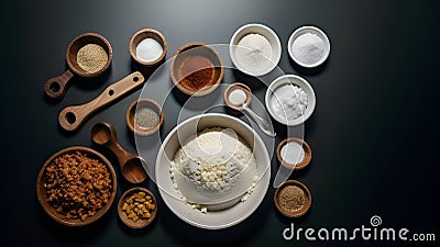 A large bowl, placed centrally on a dark background Stock Photo