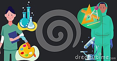 Image of doctors icons over school icons Stock Photo