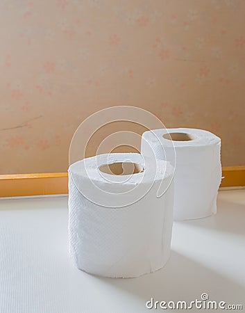 image of double rolls of toilet paper Stock Photo