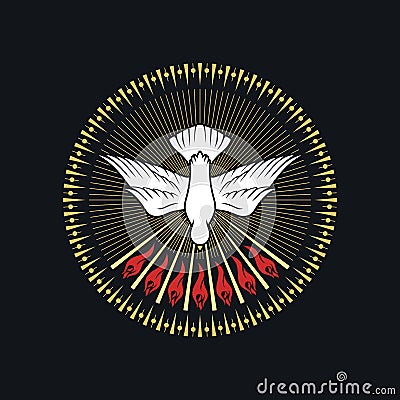 The image of a dove - a symbol of the Holy Spirit of God, peace, rest and humility Vector Illustration