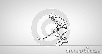 Image of drawing of male hockey player on white background Stock Photo