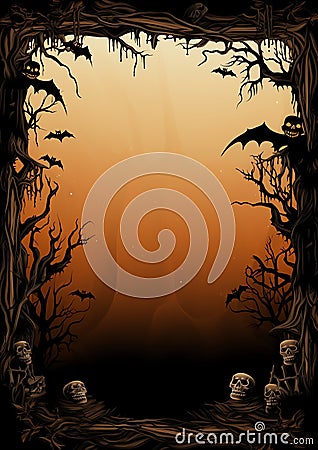 Eerie halloween frame border Stock Photo