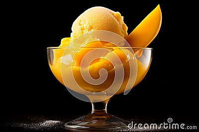 mango sorbet in snifter glass Stock Photo