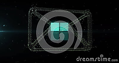 Image of email icon over squares and data loading Stock Photo