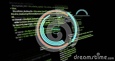 Image of energy icon over data processing Stock Photo