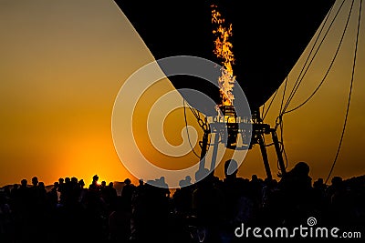 Image of evening light with silhouette balloon. Stock Photo