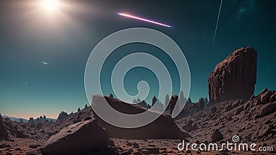 An Image Of An Excellent View Of A Desert With A Shooting Star AI Generative Stock Photo