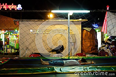 Image of fair games in Phnom Penh Cambodia. Image at night of colorful recreation activities. Editorial Stock Photo