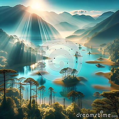 image of fairy landscape at Lake Tuyen Lam, Da Lai in the lower world. Stock Photo