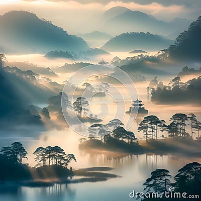 image of fairy landscape at Lake Tuyen Lam, Da Lai in the lower world. Stock Photo