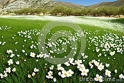 fallen petals of almond blossom in the province of Alicante, Costa Blanca, Spain made with Generative AI Stock Photo