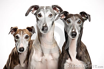 Image of family of greyhounds dog on white background. Pet. Animals. Stock Photo