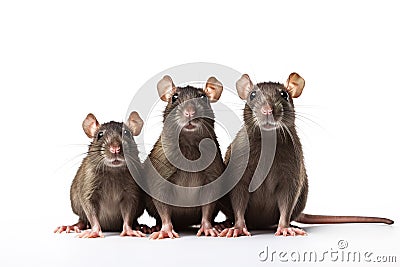 Image of family group of rats on white background. Wildlife Animals. Illustration, Generative AI Stock Photo