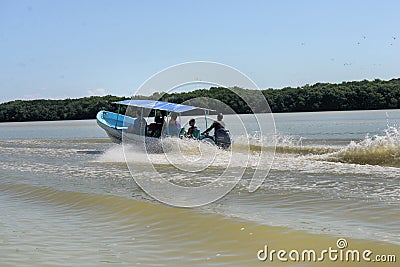 Boat at Celestun Editorial Stock Photo