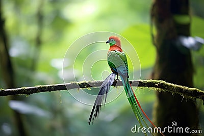 Resplendent Quetzal in its natural habitat, Costa Rica Stock Photo