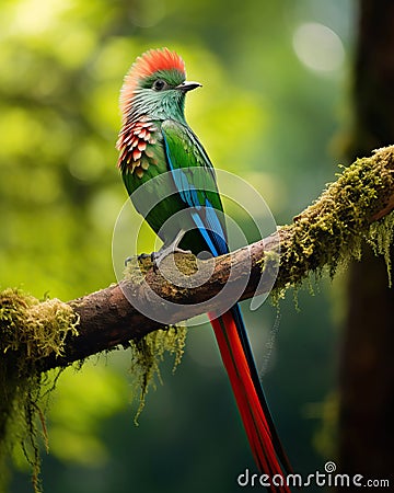 Resplendent Quetzal in its natural habitat, Costa Rica Stock Photo