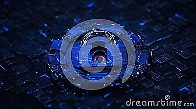 Secure Your Computer with Blue Padlock Icon - Computer Security System Stock Photo