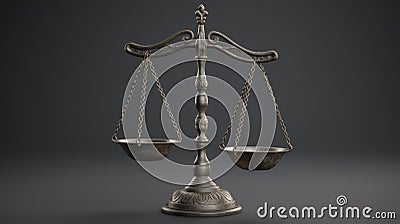 Balanced Scales of Justice: Minimalist Gray Background Stock Photo